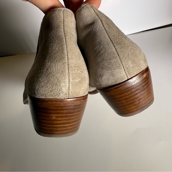 Women's Sam Edelman Size9 Tan Grey Ankle Suede Leather Boots Pre Owned - Picture 4 of 9